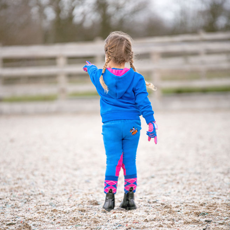 Hy Equestrian Thelwell Collection Race Fleece Tots Jodhpurs - Cobalt Blue/Magenta-1